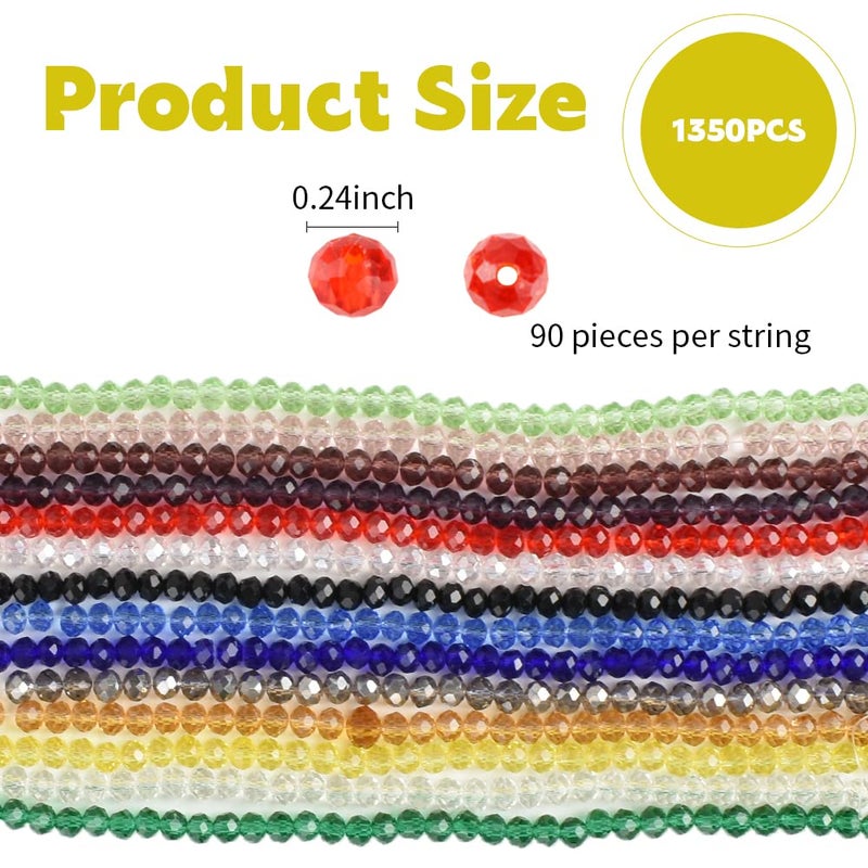 VIOCIWUO Bicone Crystal Loose Glass Beads Strands 6mm  Faceted Glass Crystal Beads Spacer for Jewelry Bracelet Making(15 Strands) - Image 2